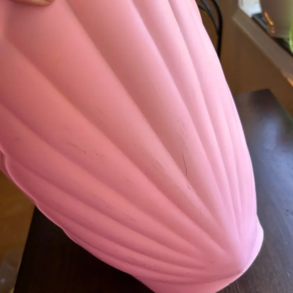 Vintage pink plastic trash can bin by Fesco shell design